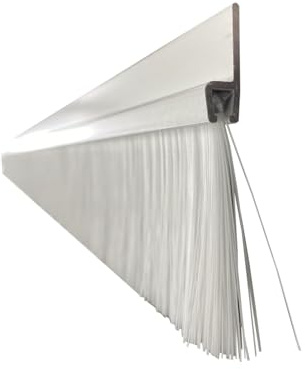 Bürstendichtung, Türdichtung, Türbesen, Streifenbürste 1000mm, Alu: weiß pulverbeschichtet, Besatz: PPN weiß in Industriequalität (50mm)
