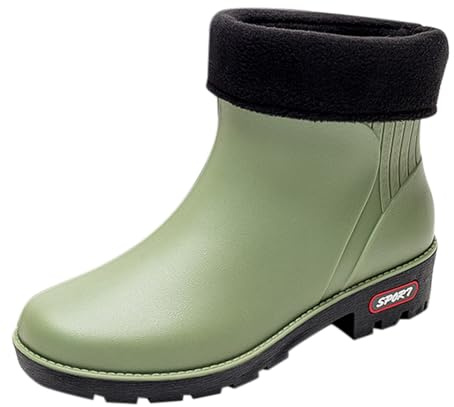 Regenstiefel Damen GefüTtert Kurze Gummistiefel Winterstiefel - Warmes Rutschfest Regenschuhe Gummischuhe Kochschuhe - Outdoor Kurzschaft Stiefel Angelstiefel Gartenschuhe Rain Boots FüR Frauen