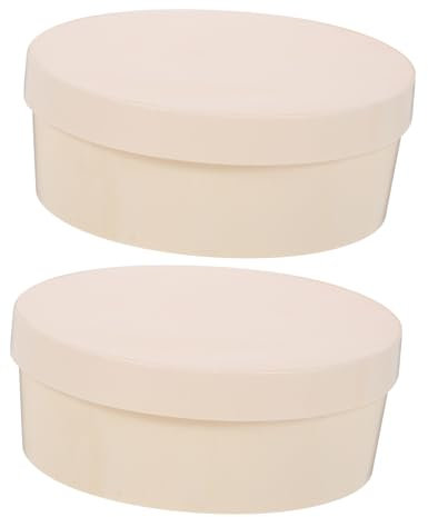 HOMSFOU 2Pcs Small Round Wood Case Unfinished DIY Baking Food Storage Box for Home Organization Solid Color Decorative Container for Crafts Supplies