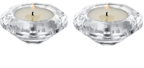 2pcs Tealight Holders Glass Candle Holder, Crystal Diamond Shaped Candle Stands Modern Candle Centerpiece for Dinner, Birthday Party, Weddings, Home Décor