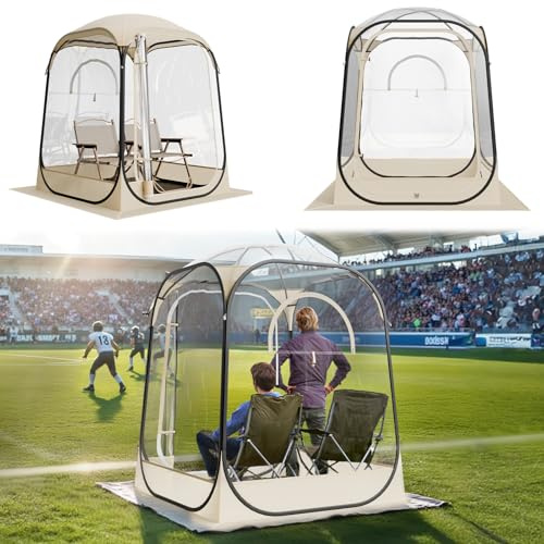 VEVOR Tente de Sport Transparente 127 x 127 cm Tente à Bulle Pop Up pour 1 Personne, Abri d'Extérieur à Vue Dégagée, avec Tapis de Sol, Couverture Supérieure, pour Événement Sportif, Pêche Plein Air