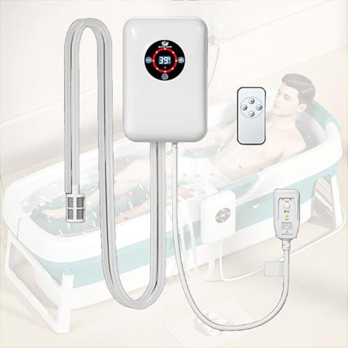 Weyot Chauffe-Eau pour Baignoire, Thermostat de Bain, régulation de température constante de 30 à 43 °C, pour Baignoire Pliable de Salle de Bain à domicileWhite,22x14.8x7.5cm