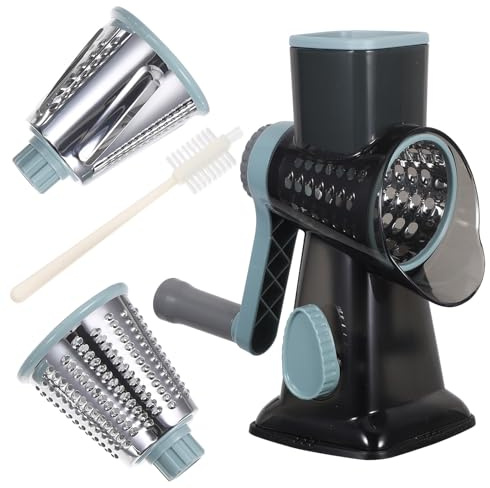 CLISPEED Rallador Giratorio Queso y Verduras con Base Antideslizante Cuchillas de Inoxidable Cortador Manual Multifunción para Zanahoria Patata