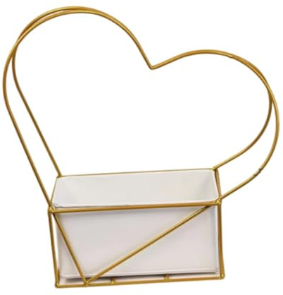 rongweiwang Cesto portafiori a Forma di Cuore, centrotavola Moderno in Metallo per Fiori freschi o Decorazioni Artificiali o Fiori Artificiali, Organizer Geometrico, Decorazione in