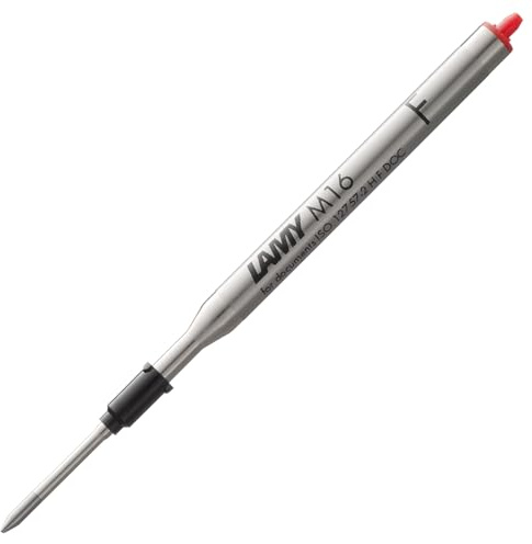 LAMY M16 Kugelschreiber-Großraummine aus Metall - Original Ersatzmine für alle Lamy Kugelschreiber Modelle - dokumentenecht - Strichbreite Fein in Tintenfarbe rot