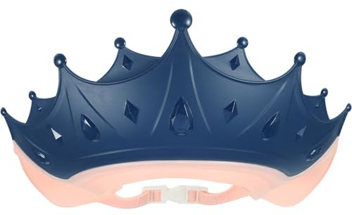 HOMSFOU Adjustable Shower Cap, Large Blue Crown Shampoo Hat Bath Time Essential, Hair Washing Shield Water Protector for Boys