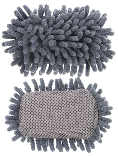 Angoily Chalkboard Eraser and Practical Chenille Cleaning Sponge Gray 2Pcs for Classroom and Workstation Board Maintenance