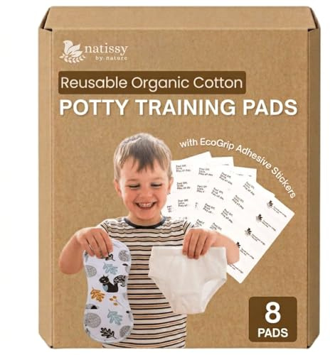 Återanvändbara potträningsdynor för småbarn med Stay-Put EcoGrip klistermärken – tillverkade i EU (Secure Fit 8-Pack), alter till toalett träningsbyxor, bomullsunderkläder insatser, säker för större