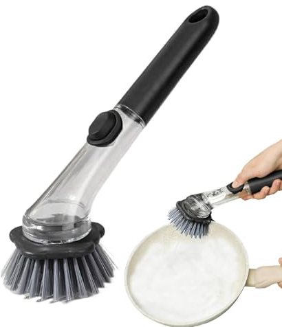 Cepillo Dosificador Jabón para Platos,Limpiador Ergonómico Fregador con Mango,Cepillo Limpiaplatos - para Lavar Estufas fregaderos sartenes y electrodomésticos Cocina hogar