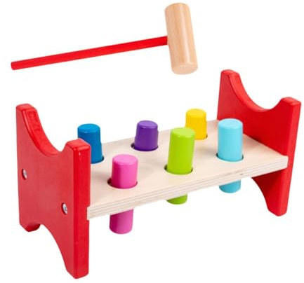 POXZSFX Holzhammer Spielzeug für Babys fördert spielerisch die Entwicklung von Fähigkeiten und hält Kinder beschäftigt und glücklich. Holzhammer zum Rammen von Pfählen, , Rechteck