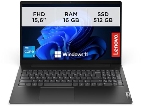 Lenovo V15 G5 IRL, Laptop professionale 15.6 Full HD con processore Intel i5, memoria RAM DDR5 16GB e archiviazione SSD Rapida 512GB, Windows 11 Pro – Nero