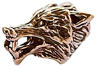 NKlaus Haarschmuck Bartperle Vuk Wolfskopf Bronze Lockenperle 6995