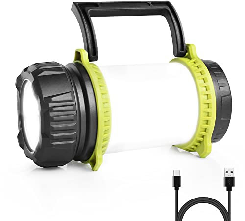 LE Camping Light Rechargeable, Torch LED Super Bright Rechargeable, Dimmable 5 Modes Camping Lantern Torch with Power Bank, 500lm Rechargeable Camping Torch for Power Cuts, Emergency, USB C Cable
