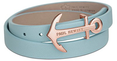 PAUL HEWITT Damen Wickelarmband North Bound aus Leder in Niagara und Anker aus Edelstahl in Roségold Armband-Länge 37,5 cm