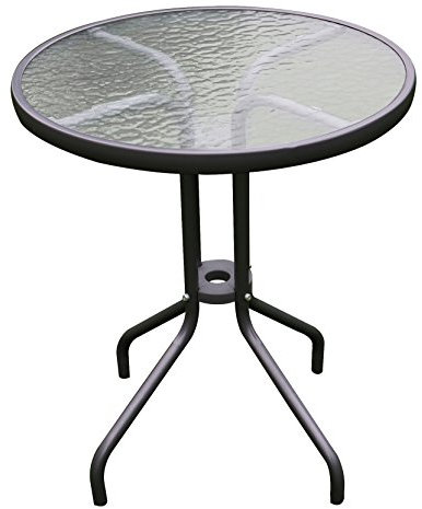 Mojawo Tavolo da giardino in vetro e metallo, rotondo, Ø 60 x 70 cm, antrhrazit/grigio scuro