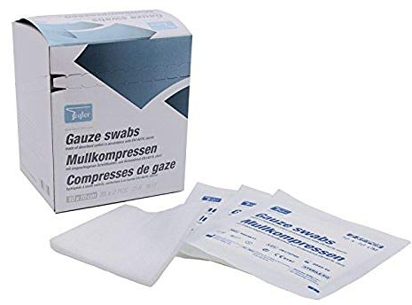 Teqler Paquet de 50 compresses de gaze stériles, 10 cm x 10 cm, 50