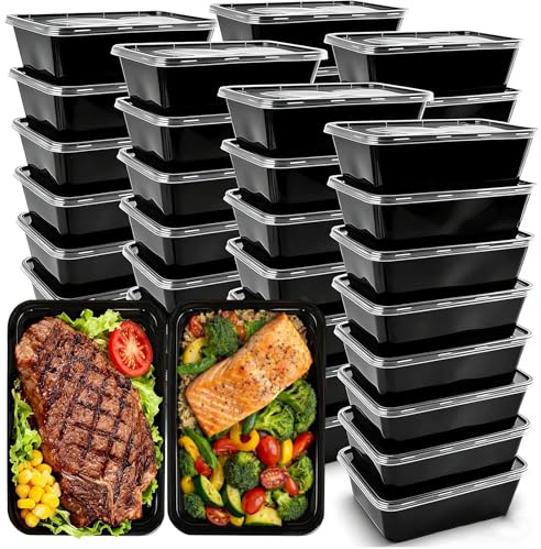 IUMÉ 50-Pack Meal Prep Containers, 26 OZ Microwavable Reusable Food Containers with Lids for Food Prepping, Disposable Lunch Boxes, Plastic Food Boxes- Stackable, Freezer Dishwasher Healthy