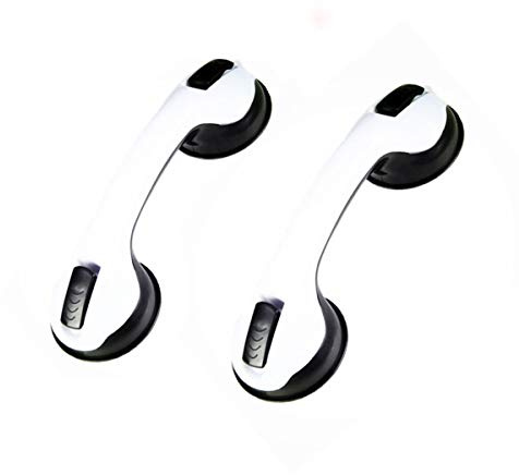 2 PCS Maniglia di sicurezza con ventosa per Doccia o Vasca da Bagno Grigio (Nero)