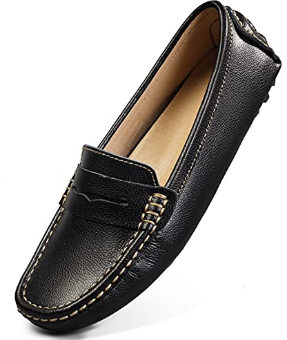 Artisure Women's Classic Handsewn Black Genuine Leather Penny Loafers Driving Moccasins Casual Boat Shoes Slip On Fashion Office Comfort Flats 9 M US SKS-1221HEI90-1
