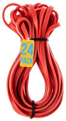 1InTheOffice Extra Large Rubber Bands Red 7 Big Rubber Band, 24/Pack