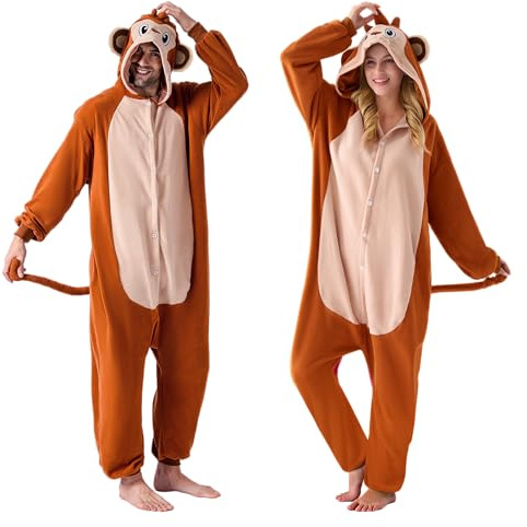 Spooktacular Creations Pijama unisex de felpa para adultos, disfraz de mono de una pieza Pequeña