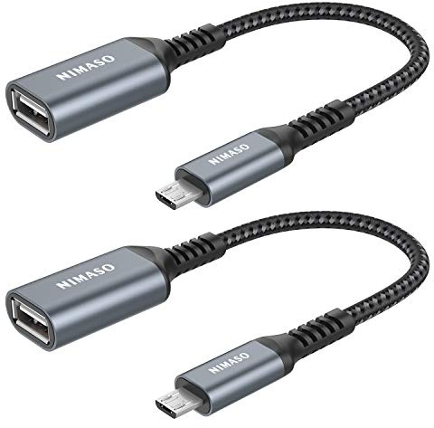 NIMASO OTG Adaptateur Micro USB vers USB 2.0【Lot de 2】 Câble OTG Micro USB pour Samsung Galaxy A10 S7 S6 Edge S5 J3 J4 J5 J6 J7 J8 Galaxy Tab A E S2, Huawei P Smart 2019 Y5 Y6, Honor 8X, Wiko etc.