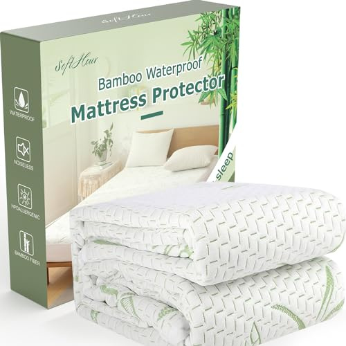 Twin XL Mattress Protector Waterproof Mattress Pad Washable Bamboo Rayon Mattress Cover Breathable Noiseless Bed Protector 5 - 21'' Elastic Fitted Deep Pocket