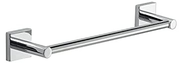 Gedy Manila - Toallero de 30 cm, Color Cromado, componentes Fabricados en Acero Inoxidable 304, Cromall y Cristal Satinado, Medidas 4,7 x 34 x 6,8 cm y Peso 0,1 kg, diseño R&S, 30 cm