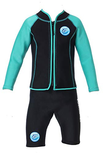 Kinder Neoprenanzug Jungen Kurzarm Badeanzug Sonnenschutz 2,5 mm Neopren zweiteilige Neoprenanzüge Shorts Junior Jugend Neoprenanzug Schwimmanzug (grün, M)
