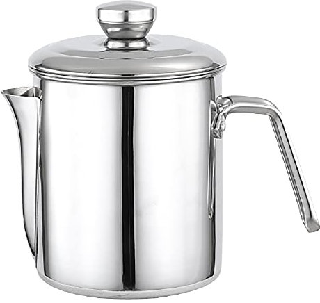 Fettabscheider Kanne Für Soßen SUS Edelstahl 1.8 Liter Küche Küchenprofi Gastronomie Öl Suppe Sieb Tasse Mit Deckel Und Pinsel Fetttrennkanne Fetttrenner 1300ML