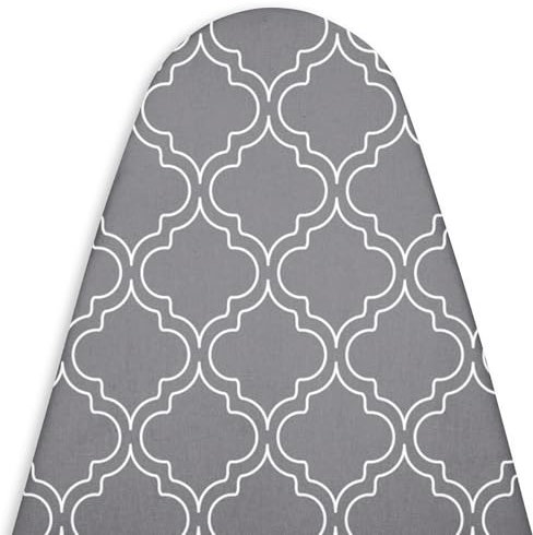 Encasa Ironing Board Covers (112 x 34 cm) Drawstring Tightening with Thick 3 mm Felt Padding, Easy Fit, Scorch Resistant, Printed - Grey Tiles