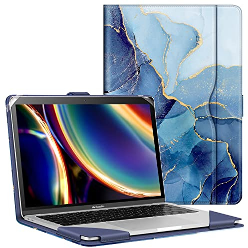 Fintie Hülle Kompatibel mit MacBook Air 13.6 (2026-2022 M5 M4 M3 M2) | MacBook Air 13 (2020-2018 M1 ) / Pro 13 (2022-2016 M2 M1), Folio Book Schutzhülle mit Dokumentschlitze, Ozean Marmor