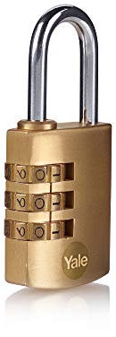 Yale Lucchetto a combinazione in ottone Y150B/30 30 mm: corpo robusto con arco in acciaio temprato e codice numerico a 3 cifre regolabile testato anticorrosione per protezione quotidiana