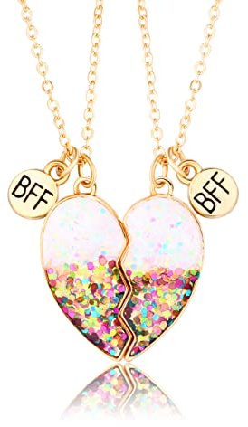 CERSLIMO Best Friend Necklace - Bff Necklace for 2 Girls, Magnetic Heart Friendship Necklace | Matching Best Friend Necklaces for 2 Girls Kids Pink Loving Heart Pieces Jewellery Gifts for Women, Gold