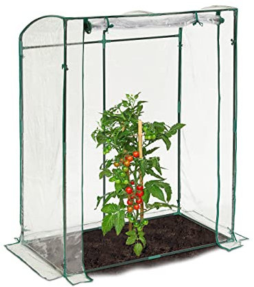 Relaxdays Serra da Orto per Pomodori, Telo in PVC, HLP: 170 x 130 x 75 cm, Copertura Piante Giardino, Trasparente Verde