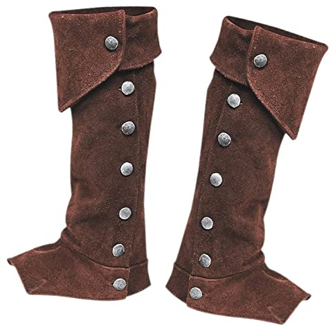 Harilla Piraten Stulpen Schuhüberzug Soldat Beinschützer Stulpen für Halloween Festival, Brown
