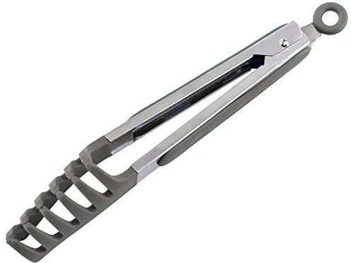 Abbto Pinza per spaghetti, cucchiaio in silicone alimentare con denti, testa in silicone, manico in acciaio inox, pinza per spaghetti, facile da pulire, per cucinare