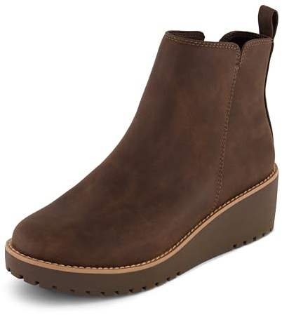 CUSHIONAIRE Women's Ilena wedge boot +Memory Foam, Wide Widths Available, Brown 9