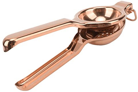 Fdit Stainless Steel Lemon Squeezer, Ergonomic Hand Held Juicer with Ultra Long Handle Non-Slip Grip Lifting Ring for Lemon Lime Citrus Fruits (Rose Gold)