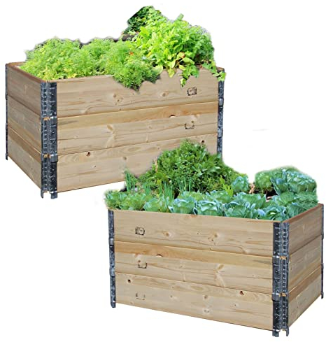 GERSO Hochbeet Holzaufsatzrahmen Set 6 Stück Palettenrahmen 120x80x60cm Holzrahmen Stapelbar Steckbar
