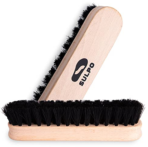 SULPO Spazzola per scarpe - Set per la pulizia o la lucidatura delle scarpe - Spazzole morbide - Spazzola per la pulizia delle scarpe in pelle - Set di spazzole per scarpe Cappotti - Set di 2 - Nero.