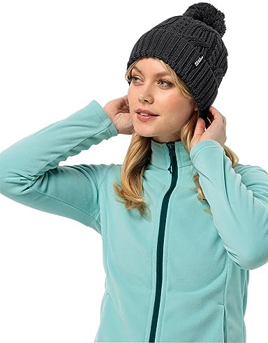 Jack Wolfskin Unisex Pompom Beanie-Mütze, Schwarz, Einheitsgröße EU