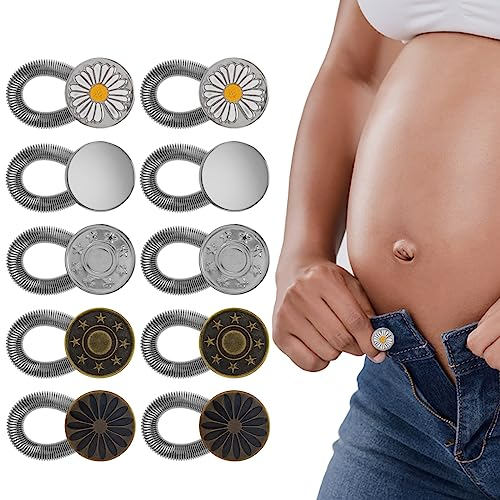 cobee Stoff Knopfverlängerungen, 10 Stück verstellbare Taille Hosenverlängerungen Metall Halsverlängerung kein Nähen von Knöpfen für Damen und Herren Jeans
