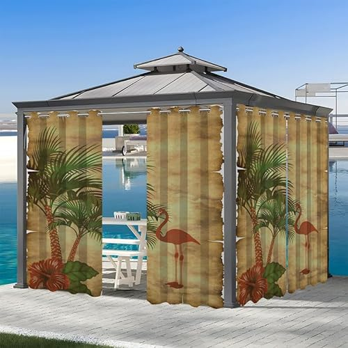 REDLEO Vorhang Outdoor VorhäNge Wasserdicht 2er Set Outdoor Vorhang mit Ösen Wetterfest Vorhang Pavillon Outdoor Gardinen für Balkon Terrasse,213x213cm Flamingogelb