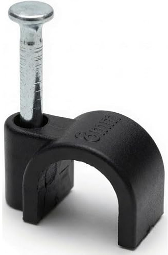 RosenetSys Clips de cable redondos negros de 8 mm, uso en exteriores, paquete de 100