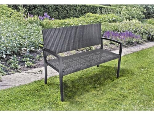 möbelando Gartenbank >Sanremo< in schwarz aus Aluminium, Kunststoff - 118x87x60cm (BxHxT)