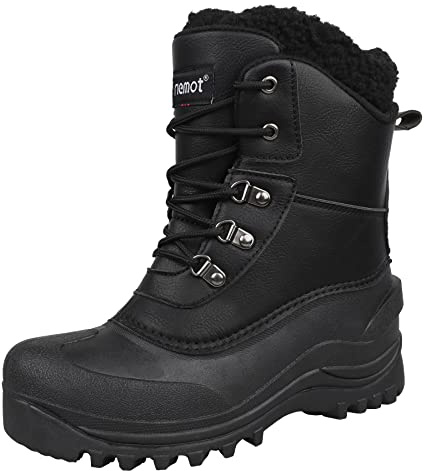 riemot Stivali da Neve Uomo Donna Scarpe Invernali Foderate di Pelliccia Caldi Casual Stringate Stivaletti Impermeabili Antiscivolo Outdoor Stivali Boots Scarpe Trekking,Nero,36 EU