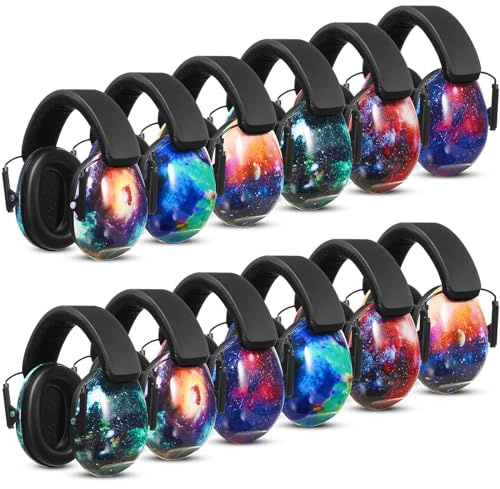 Amylove 12 Pcs Kids Ear Protection Noise Cancelling Headphones Ear Muffs Bulk 27db Adult Noise Reduction Hearing Earmuff(Universal Fit (kids & Adults),Starry Sky Style)