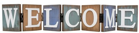 Morning View Willkommensschild aus Holz, rustikaler Ausschnitt, Buchstabenschild, Tischplatte, stehend, Holzschild, Heimdekoration für Regal, Schrank, Schreibtisch, Kamin, Kaminsims