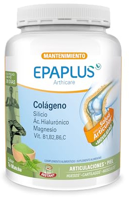 EPAPLUS Arthicare Colágeno en Polvo Té Matcha con Magnesio, 30 Días | Complemento alimenticio con colágeno, ácido hialurónico, magnesio, silicio y vitaminas B1, B2, B6 y C para articulaciones
